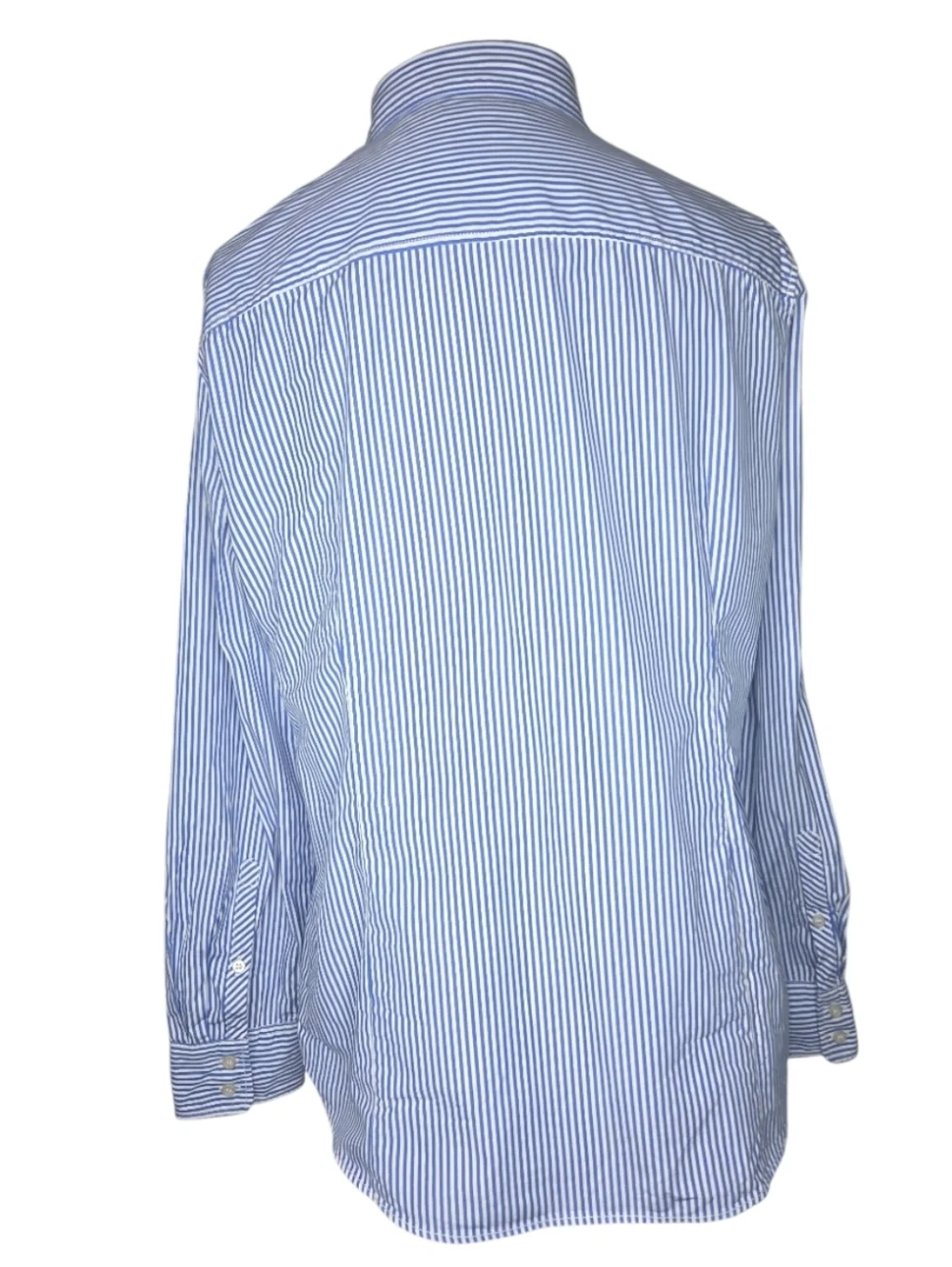 J Crew Mercantile Classic Blue White Stripe Cotton Poplin Shirt Size XL - Picture 2 of 6